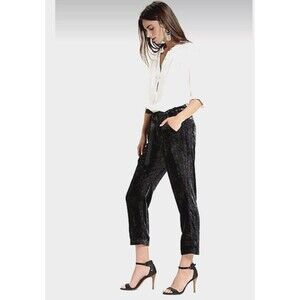 New Lucky Brand Crushed Velvet Pants Size 12 Purple Black Floral Gothic Witchy